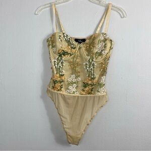 Lulu's Floral Embroidered Tank Top in Yellow and Green